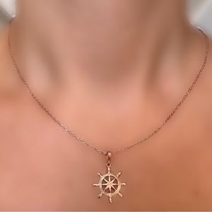 Minimalist Sterling Silver Rudder Necklace - Anchor, Nautical, Marine, Rose Gold